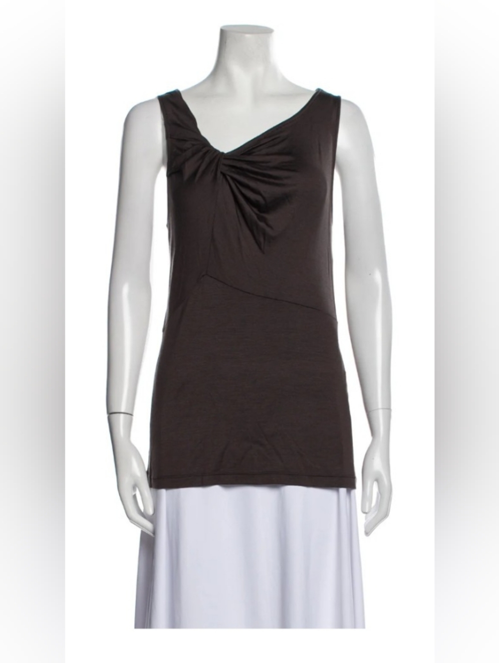Brunello Cucinelli Silk Tank Top Twist Knot Brown Xl Asymmetrical